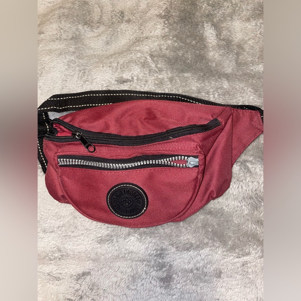 Burgundy and black waist bag/ fanny pack